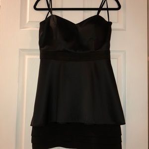 Mini black BCBGenration peplum Strapless Dress